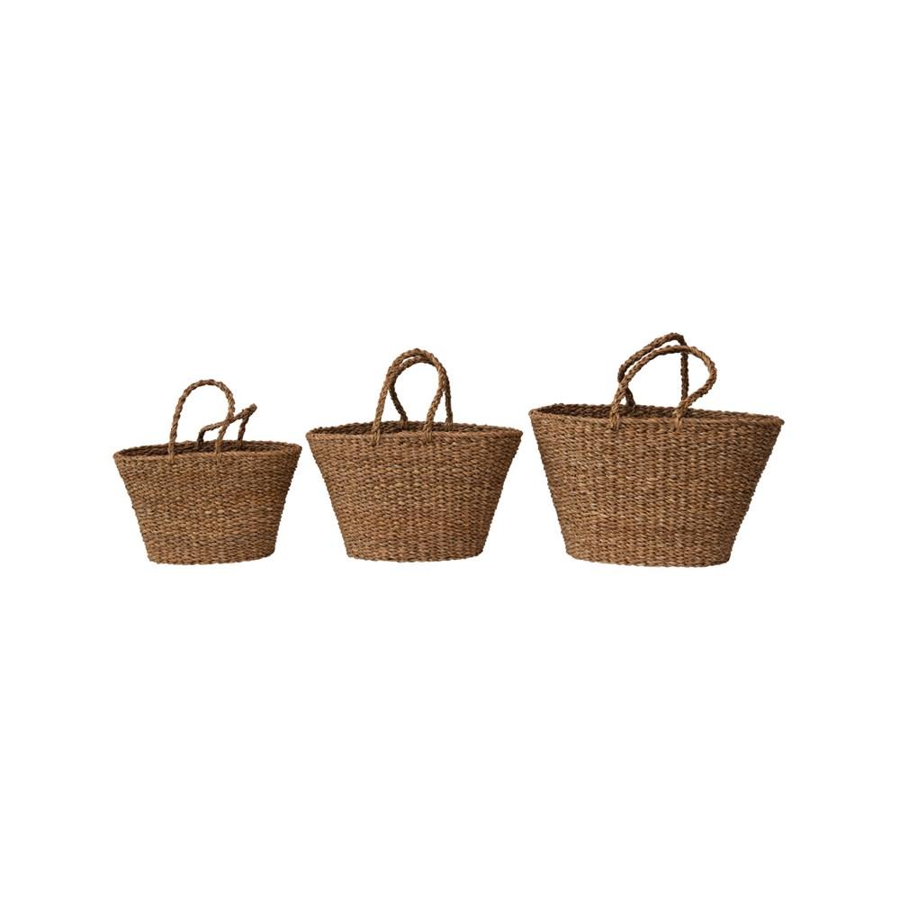 Hand-Woven Seagrass Totes w/Handles