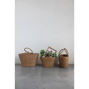 Hand-Woven Seagrass Totes w/Handles