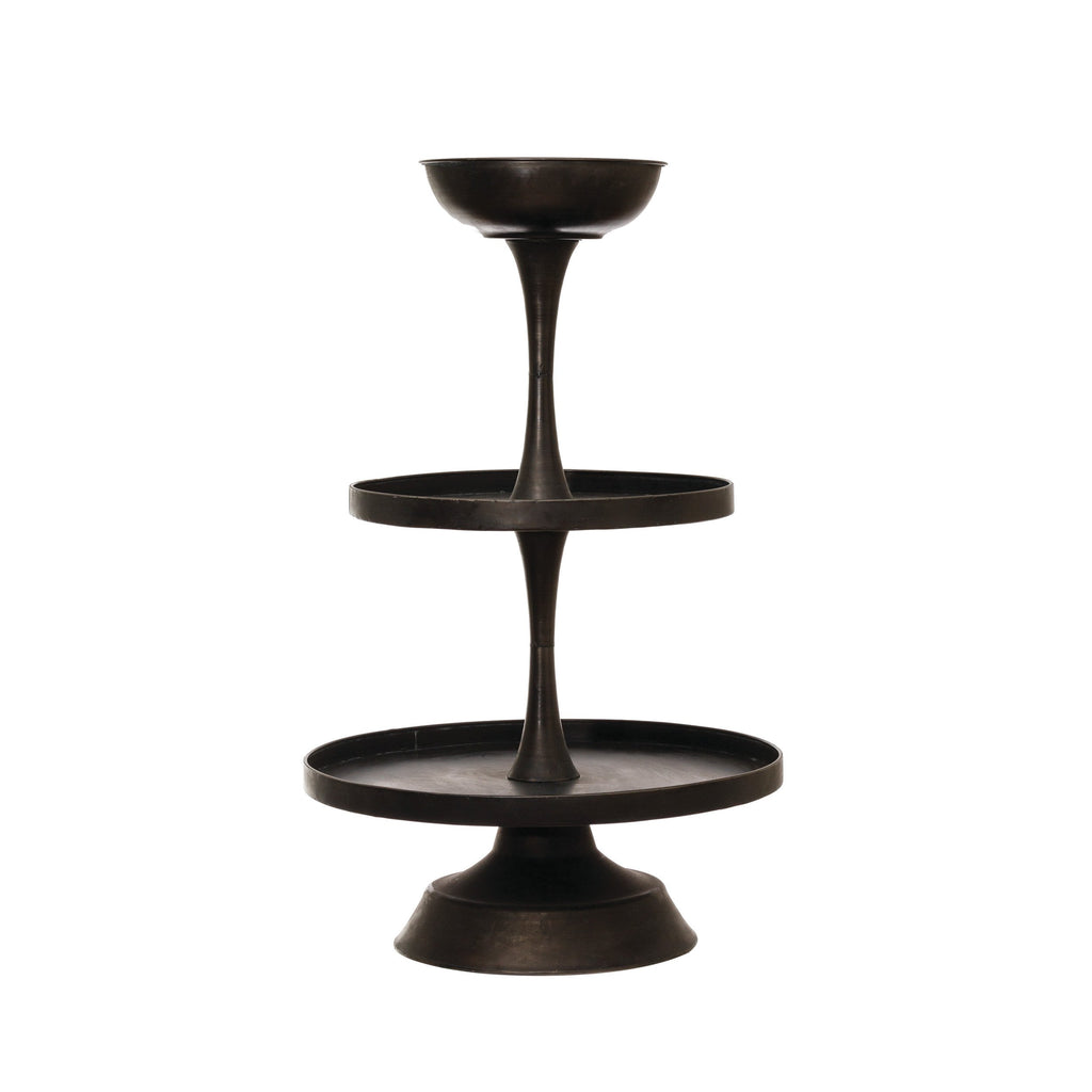Decorative Metal 3-Tiered Tray