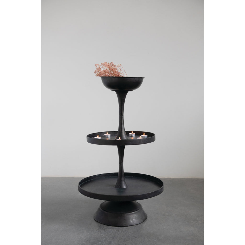 Decorative Metal 3-Tiered Tray