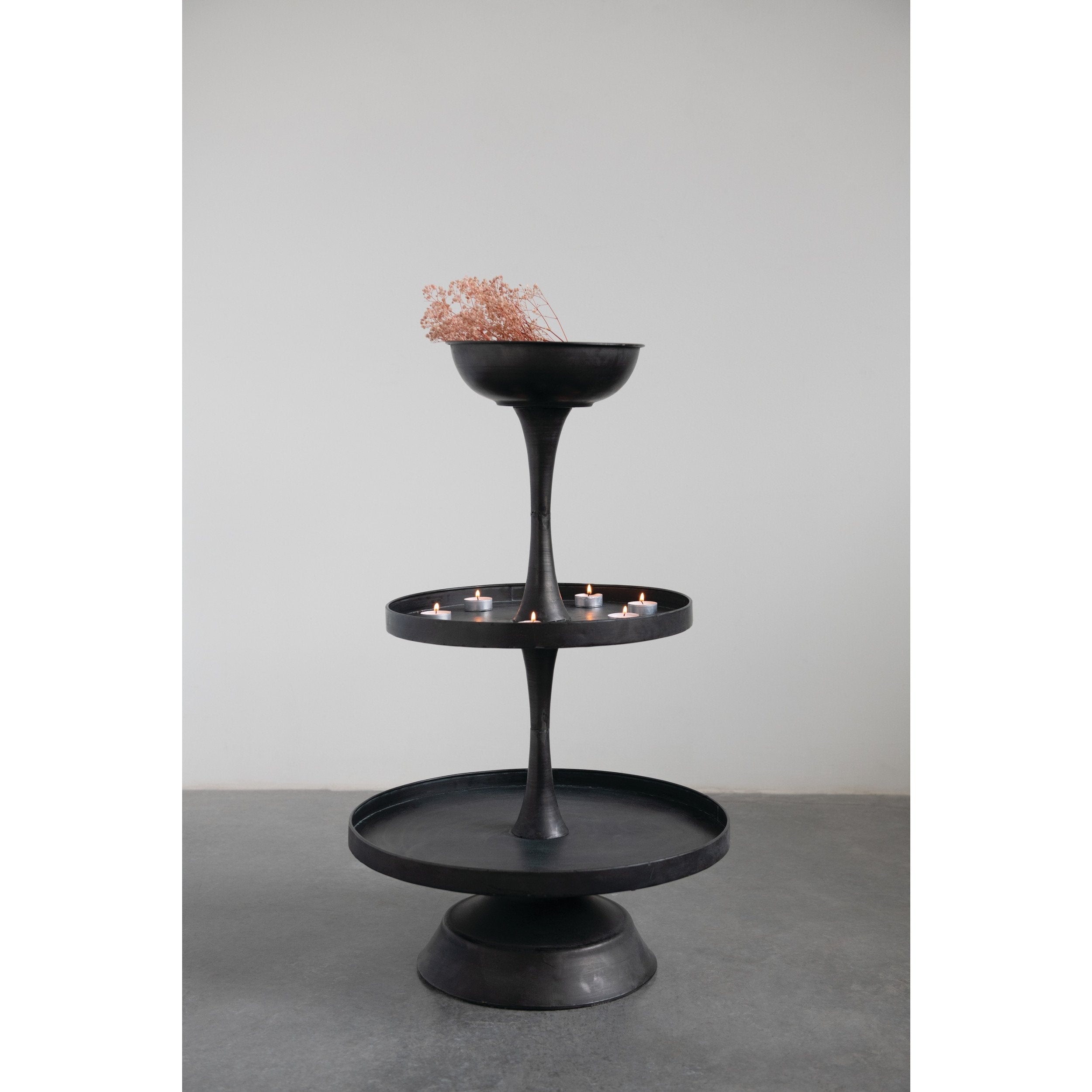 Decorative Metal 3-Tiered Tray