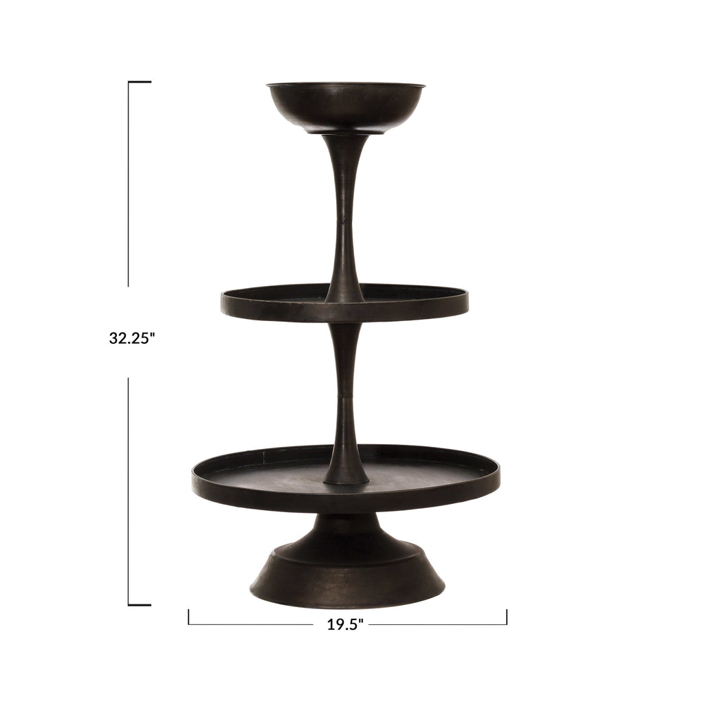 Decorative Metal 3-Tiered Tray