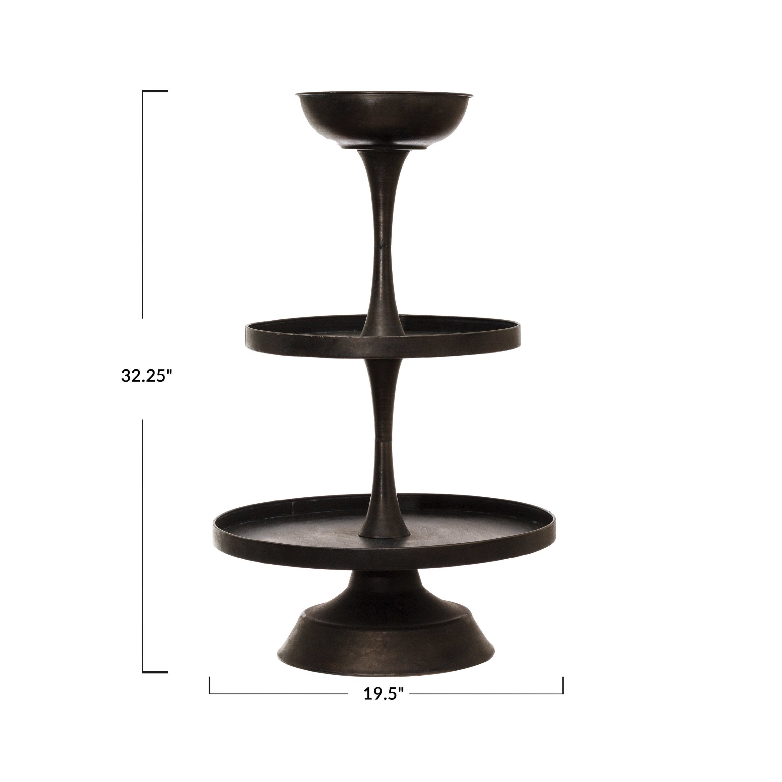 Decorative Metal 3-Tiered Tray
