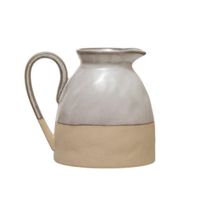 White Reactive Glaze Stoneware Creamer w/Handle