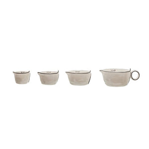 S/4 White w/Black Rim Stoneware Measuring Cups