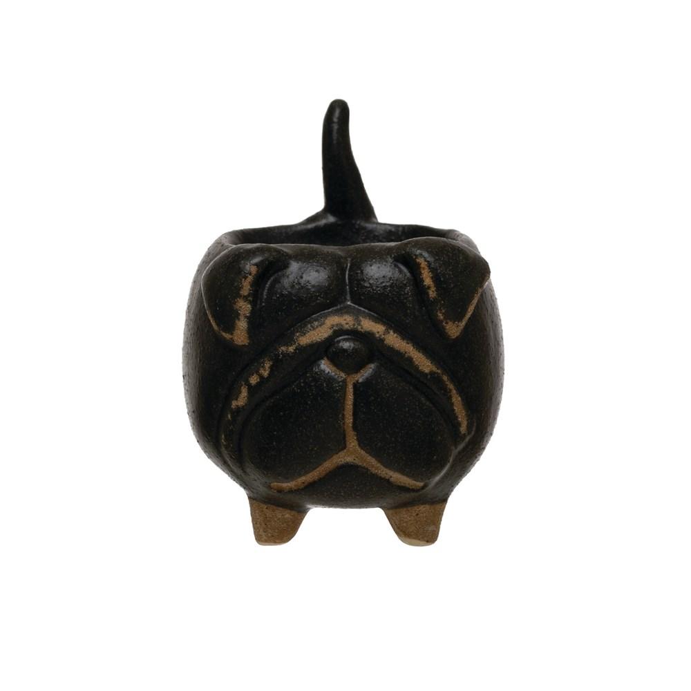 Black Stoneware Dog Ring Holder/Dish