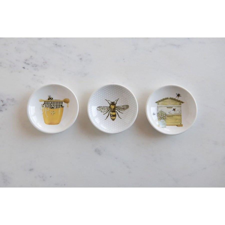 Round Stoneware Dish w/Bees & Honey