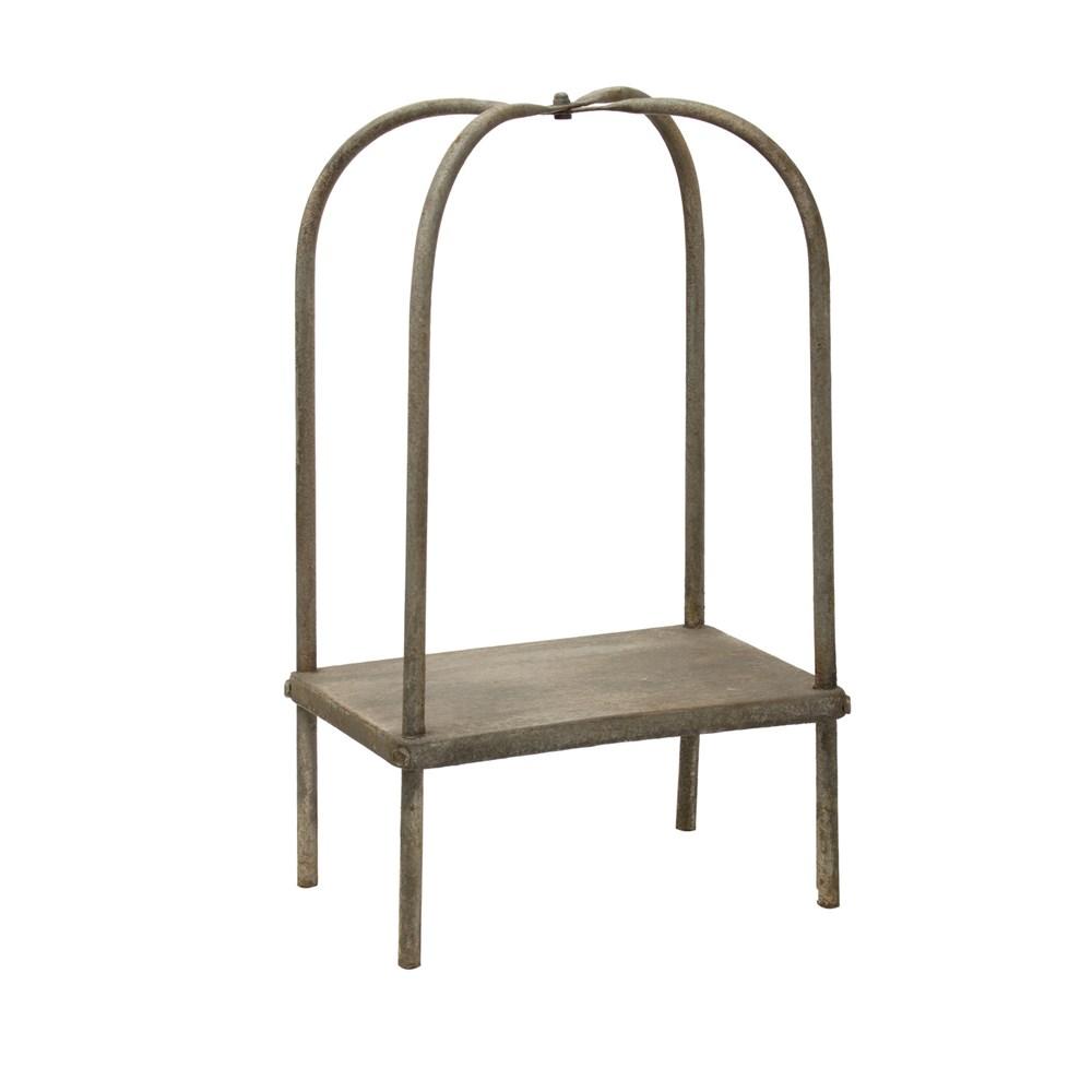 Distressed Grey Finish Decorative Metal Pedestal
