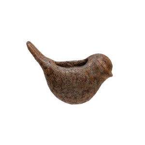 Brown Reactive Glaze Stoneware Bird Vase w/Magnet