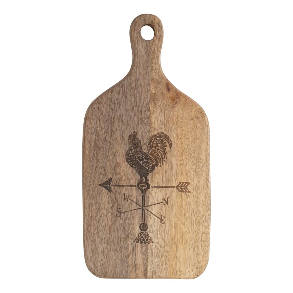 Mango Wood Cheese/Cutting Board w/Weather Vane & Handle