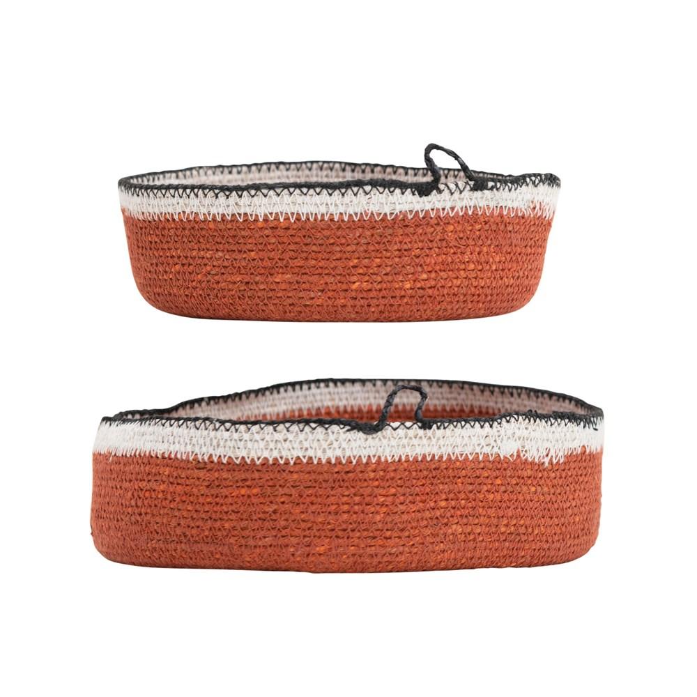 Russet Color Decorative Hand-Woven Seagrass Basket w/Loop Hanger