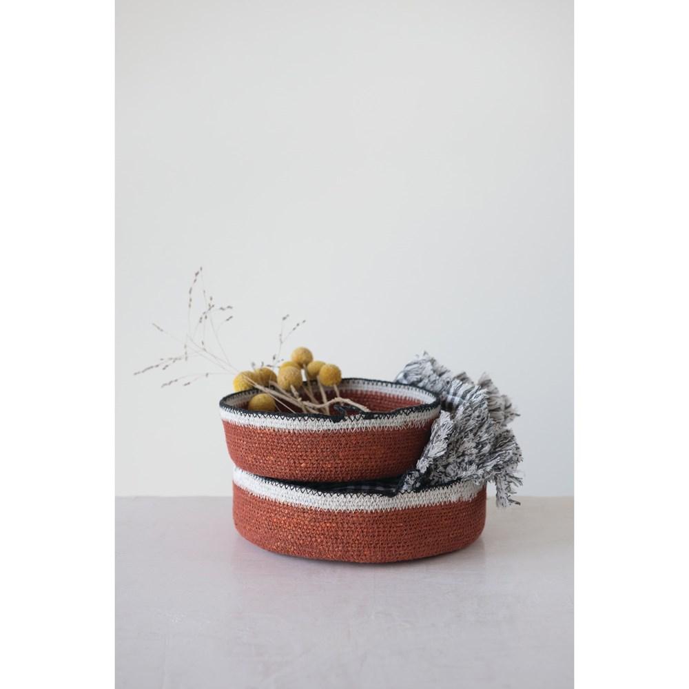 Russet Color Decorative Hand-Woven Seagrass Basket w/Loop Hanger