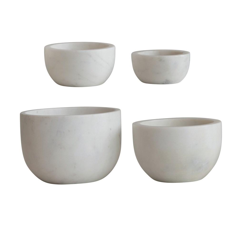 S/4 White Marble Bowls