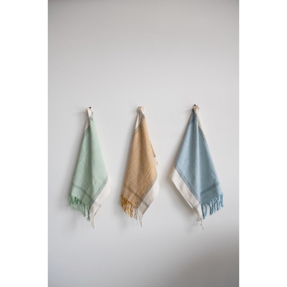 S/3 Cotton Tea Towels w/Fringe