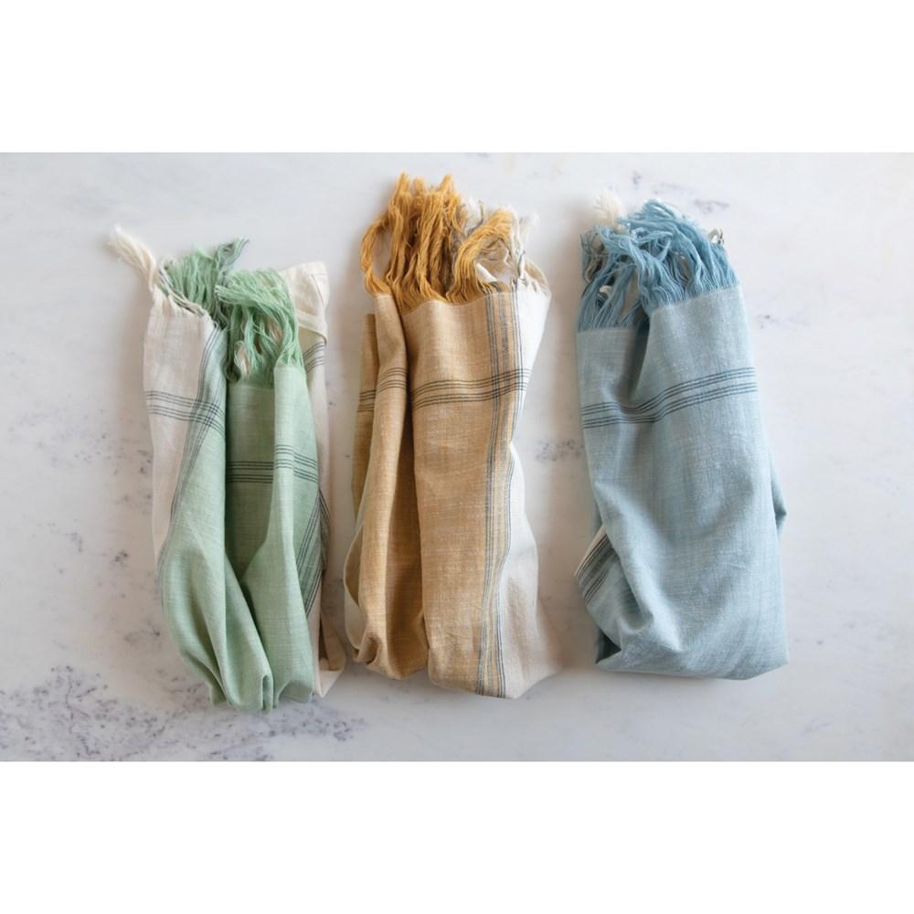 S/3 Cotton Tea Towels w/Fringe