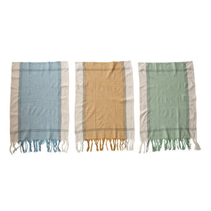 S/3 Cotton Tea Towels w/Fringe