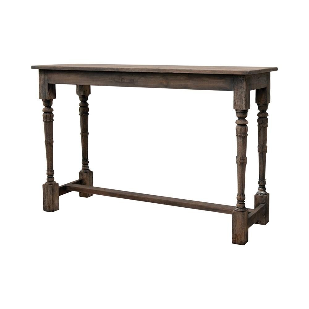 Distressed Charcoal Finish Wood Console Table w/Carved Legs
