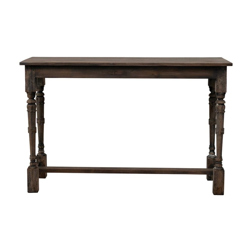 Distressed Charcoal Finish Wood Console Table w/Carved Legs