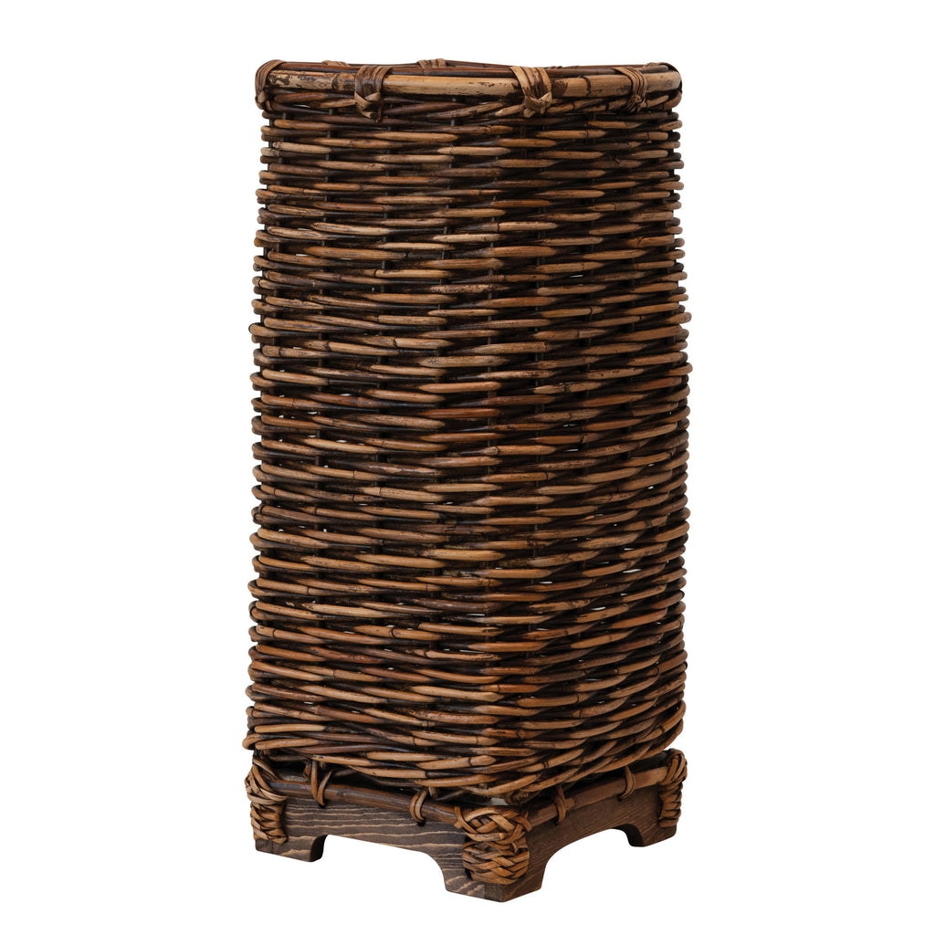 Hand-Woven Arurog Umbrella Basket w/Wood Base