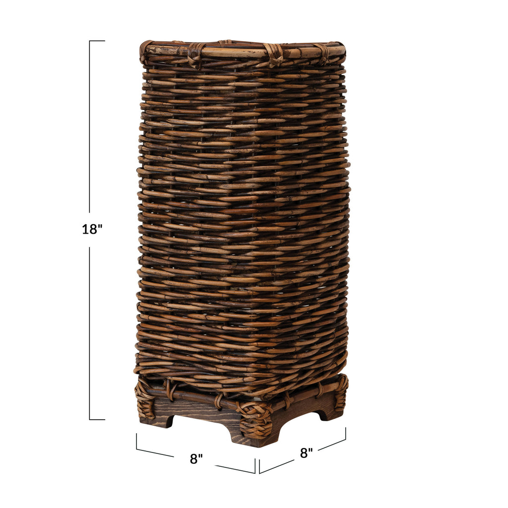 Hand-Woven Arurog Umbrella Basket w/Wood Base