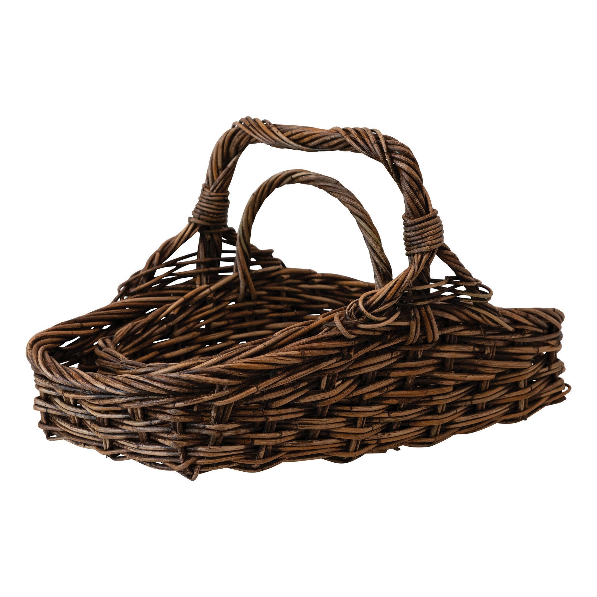 Hand-Woven Gathering Basket w/Handle