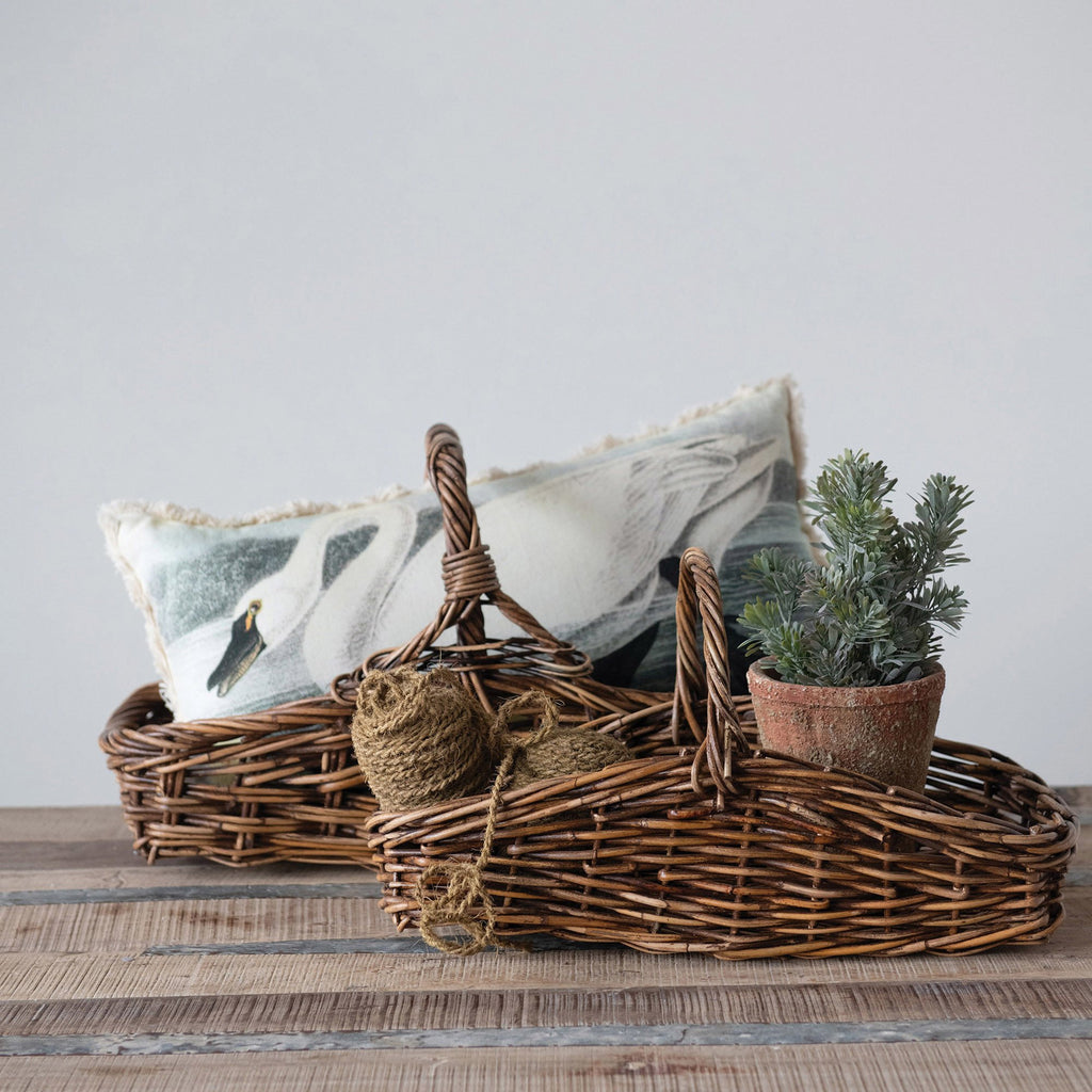 Hand-Woven Gathering Basket w/Handle