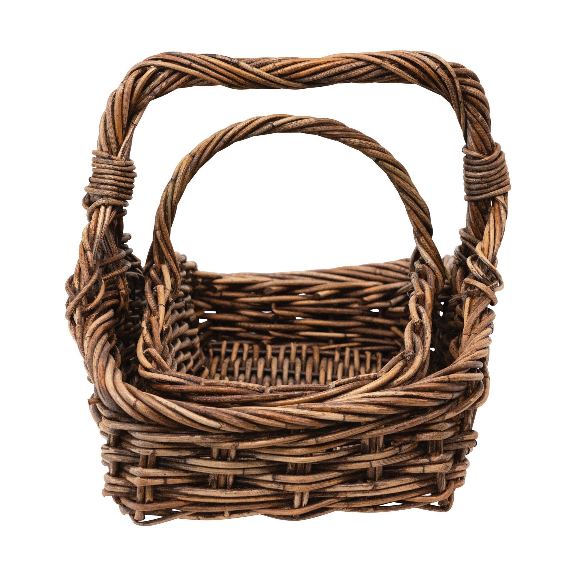 Hand-Woven Gathering Basket w/Handle