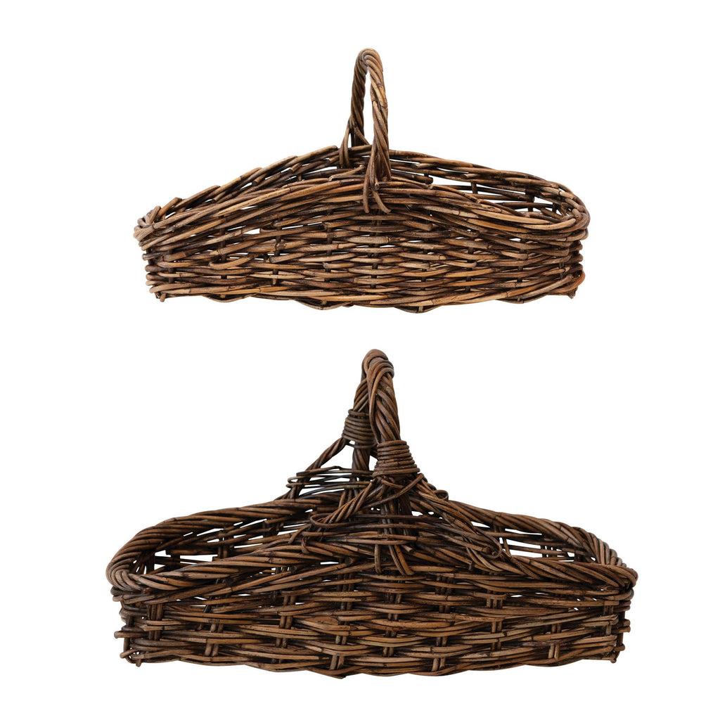 Hand-Woven Gathering Basket w/Handle