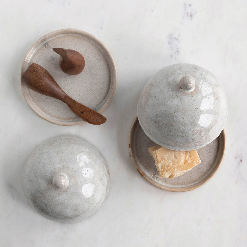 White Stoneware Domed Dish