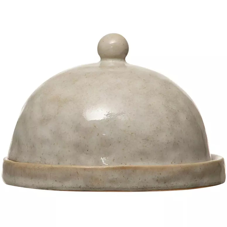 White Stoneware Domed Dish
