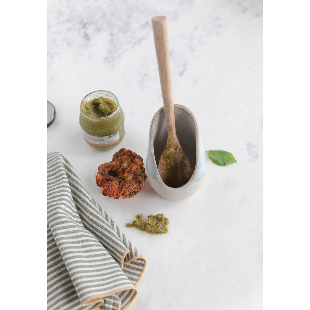 Blue Stoneware Spoon Rest w/Reactive Glaze