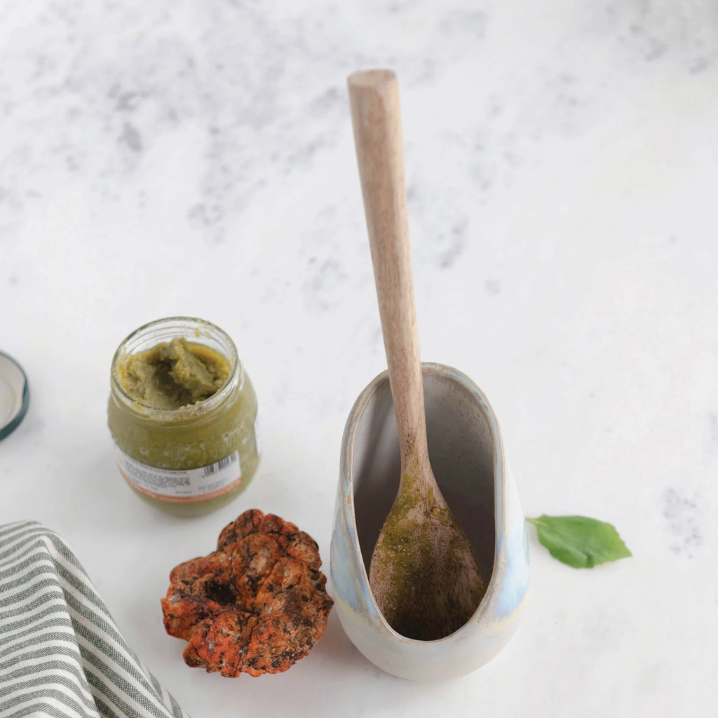 Blue Stoneware Spoon Rest w/Reactive Glaze