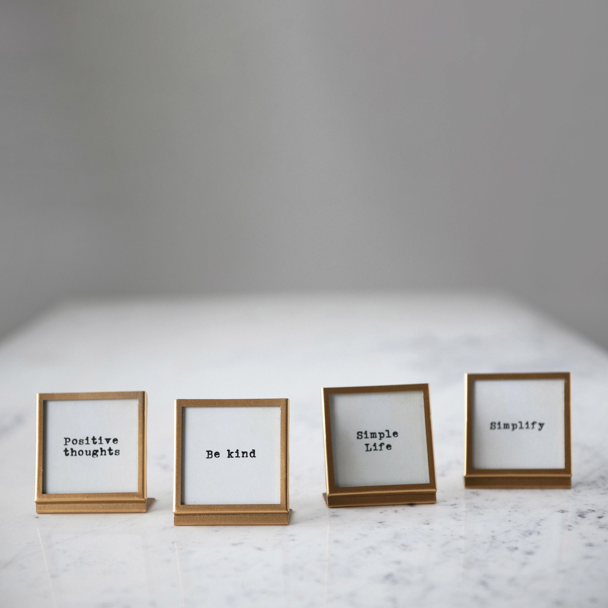 Gold Metal & Glass Square Frame w/Easel & Saying