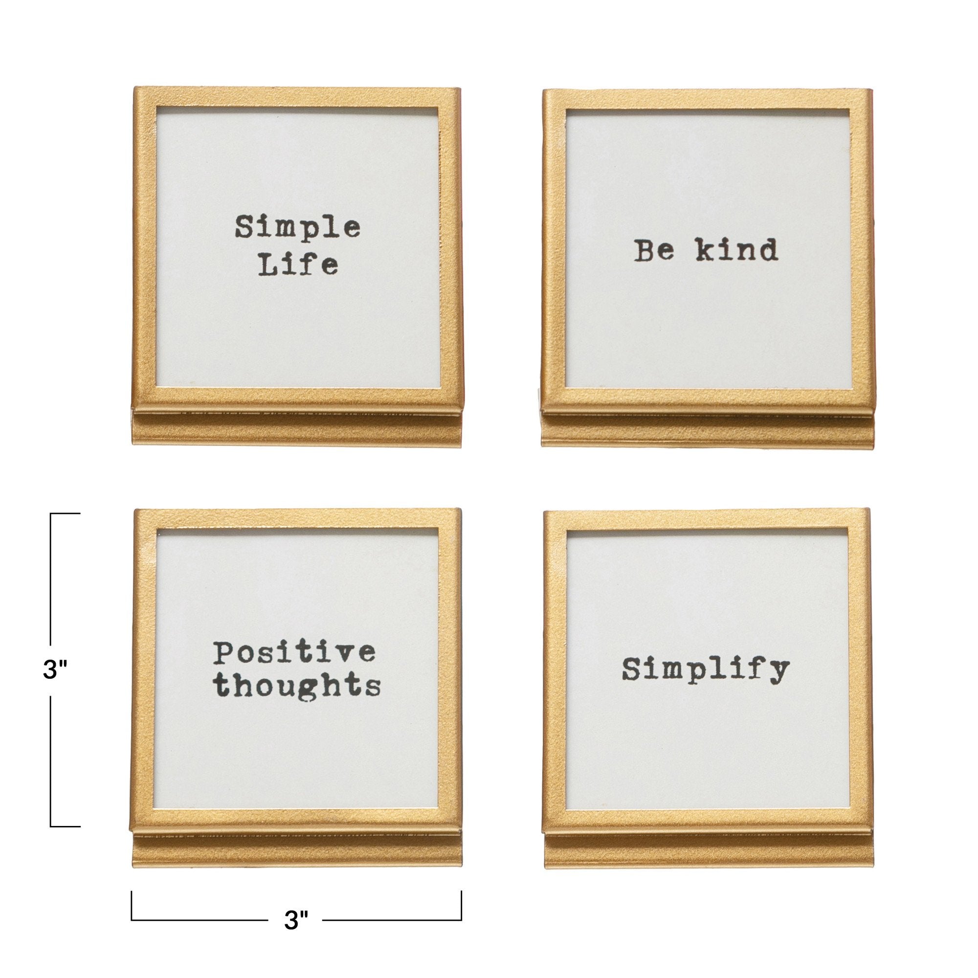 Gold Metal & Glass Square Frame w/Easel & Saying