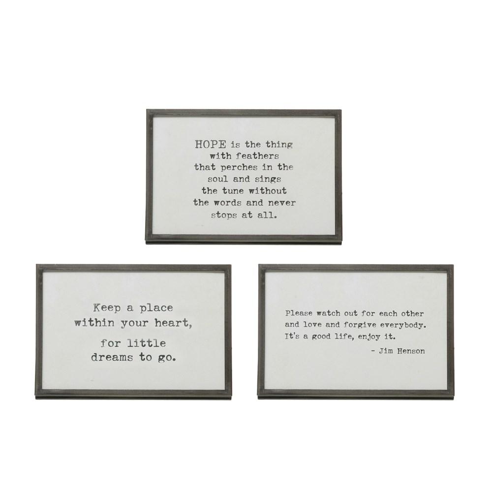 Metal & Glass Square Frame w/Easel & Saying - Large