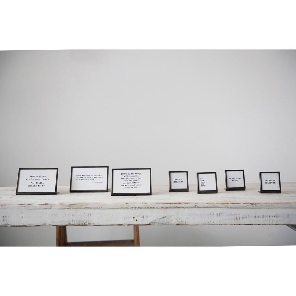 Metal & Glass Square Frame w/Easel & Saying - Large