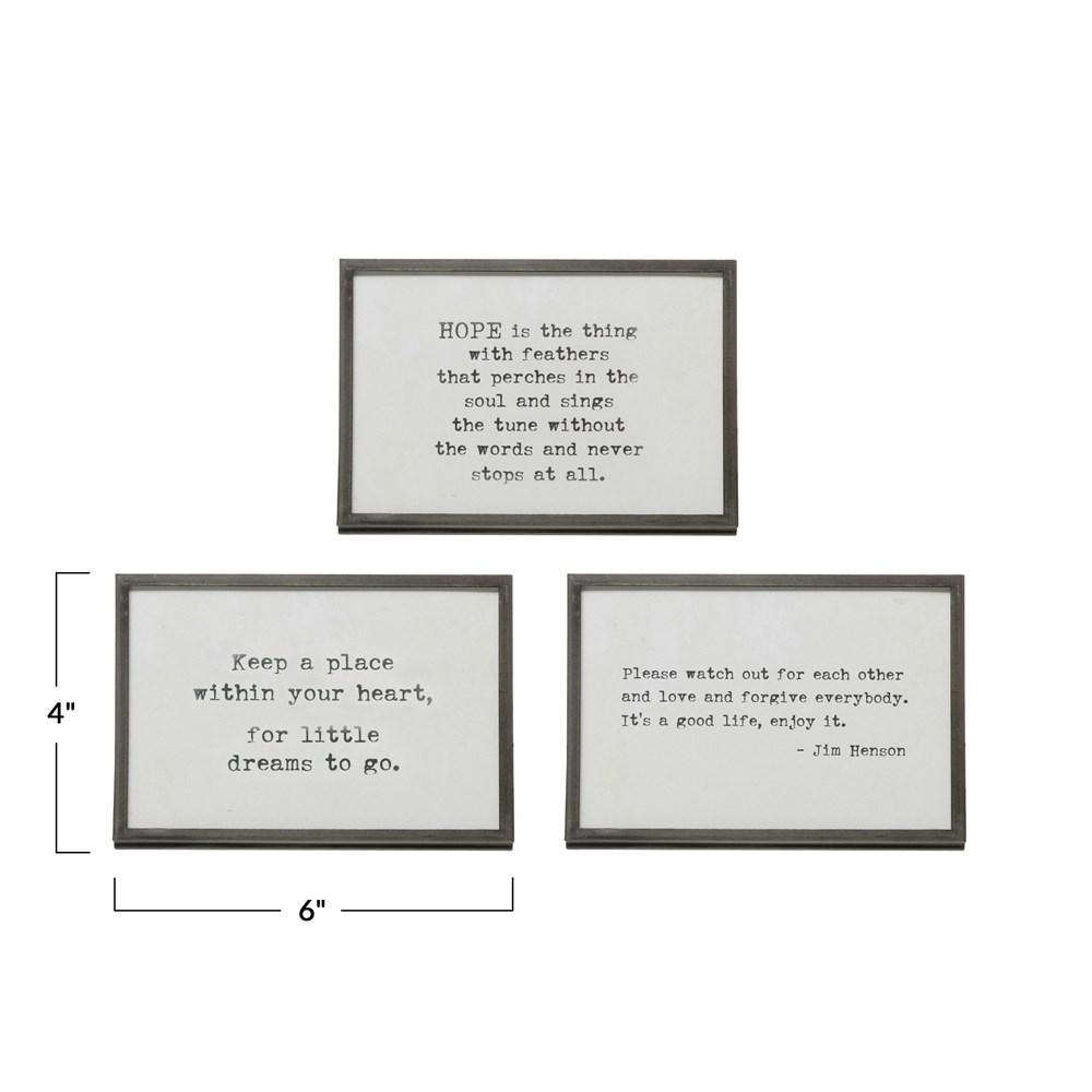 Metal & Glass Square Frame w/Easel & Saying - Large