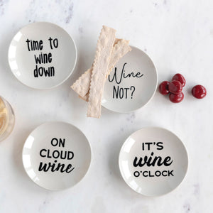 Round Stoneware Dish w/Wine Sayings