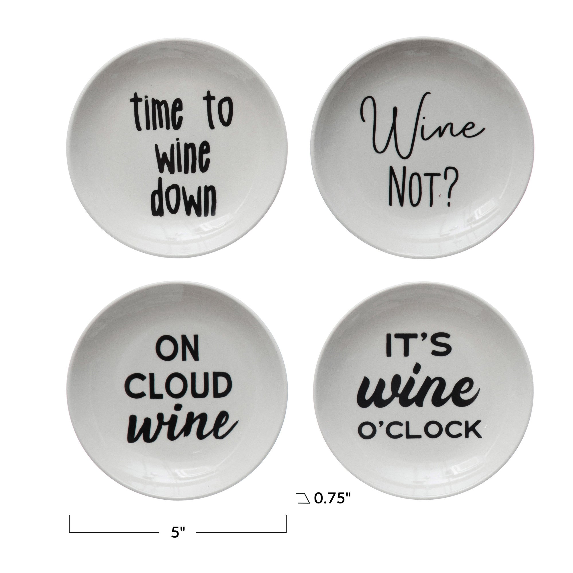 Round Stoneware Dish w/Wine Sayings
