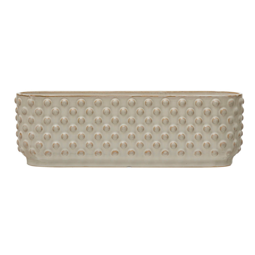 White Stoneware Hobnail Window Planter w/3 Sections