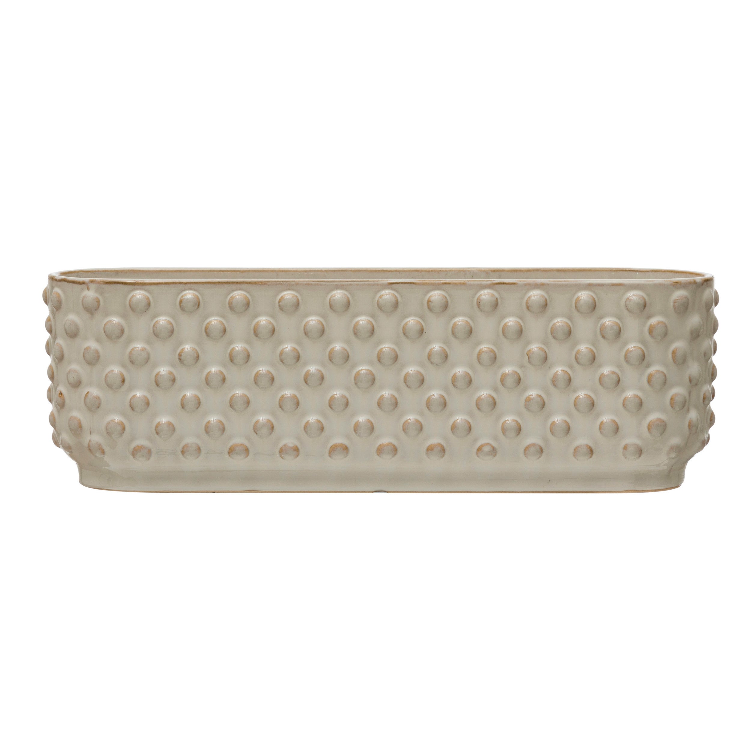 White Stoneware Hobnail Window Planter w/3 Sections