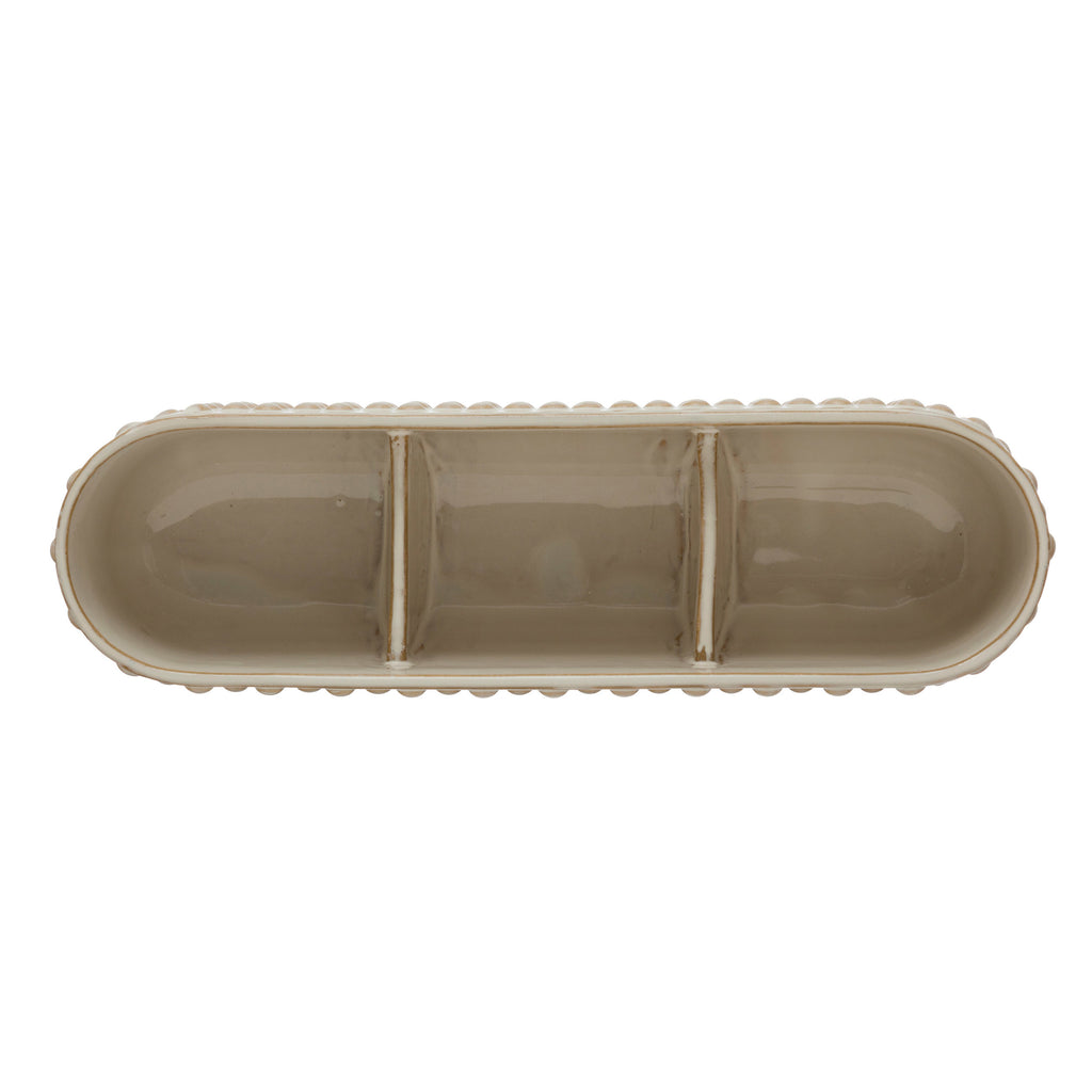 White Stoneware Hobnail Window Planter w/3 Sections