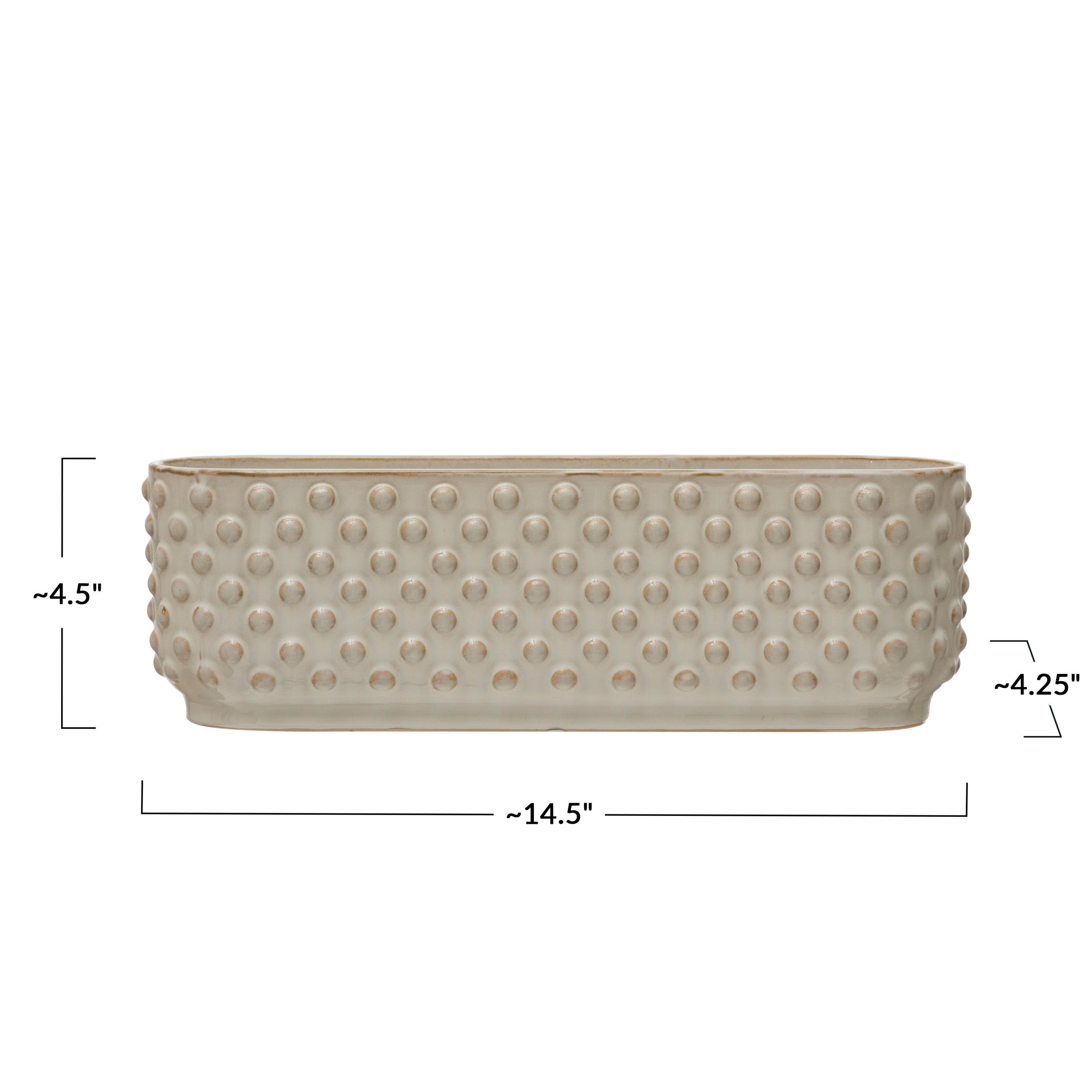 White Stoneware Hobnail Window Planter w/3 Sections