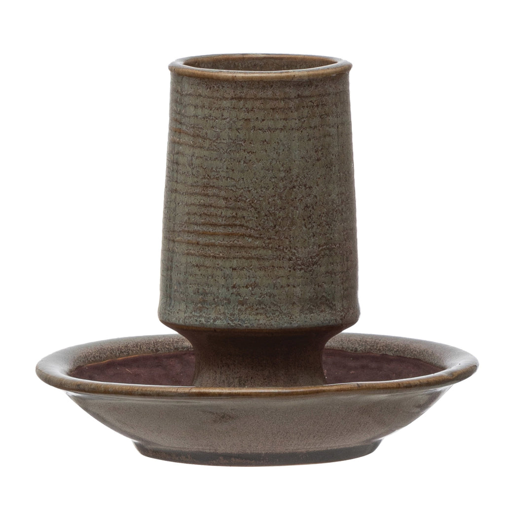 Grey Reactive Glaze Stoneware Match Holder w/Striker Plate
