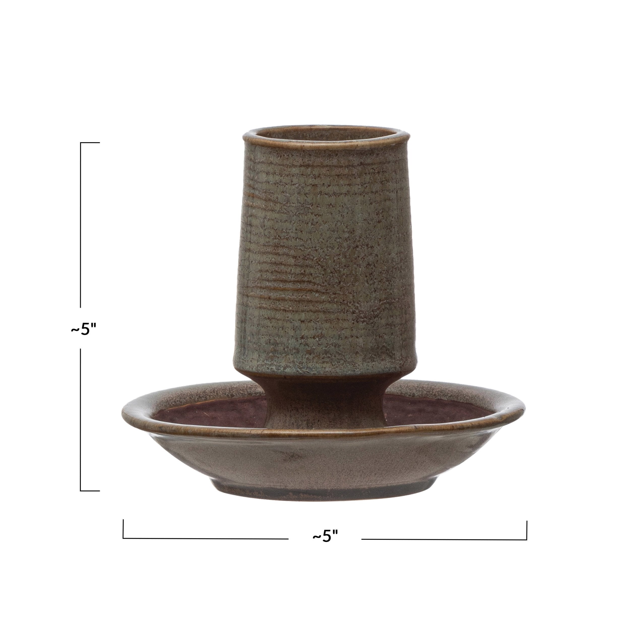 Grey Reactive Glaze Stoneware Match Holder w/Striker Plate