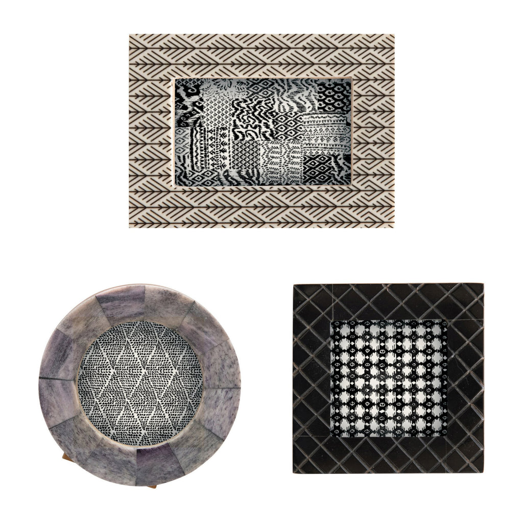 Black & Natural Resin & Bone Photo Frame