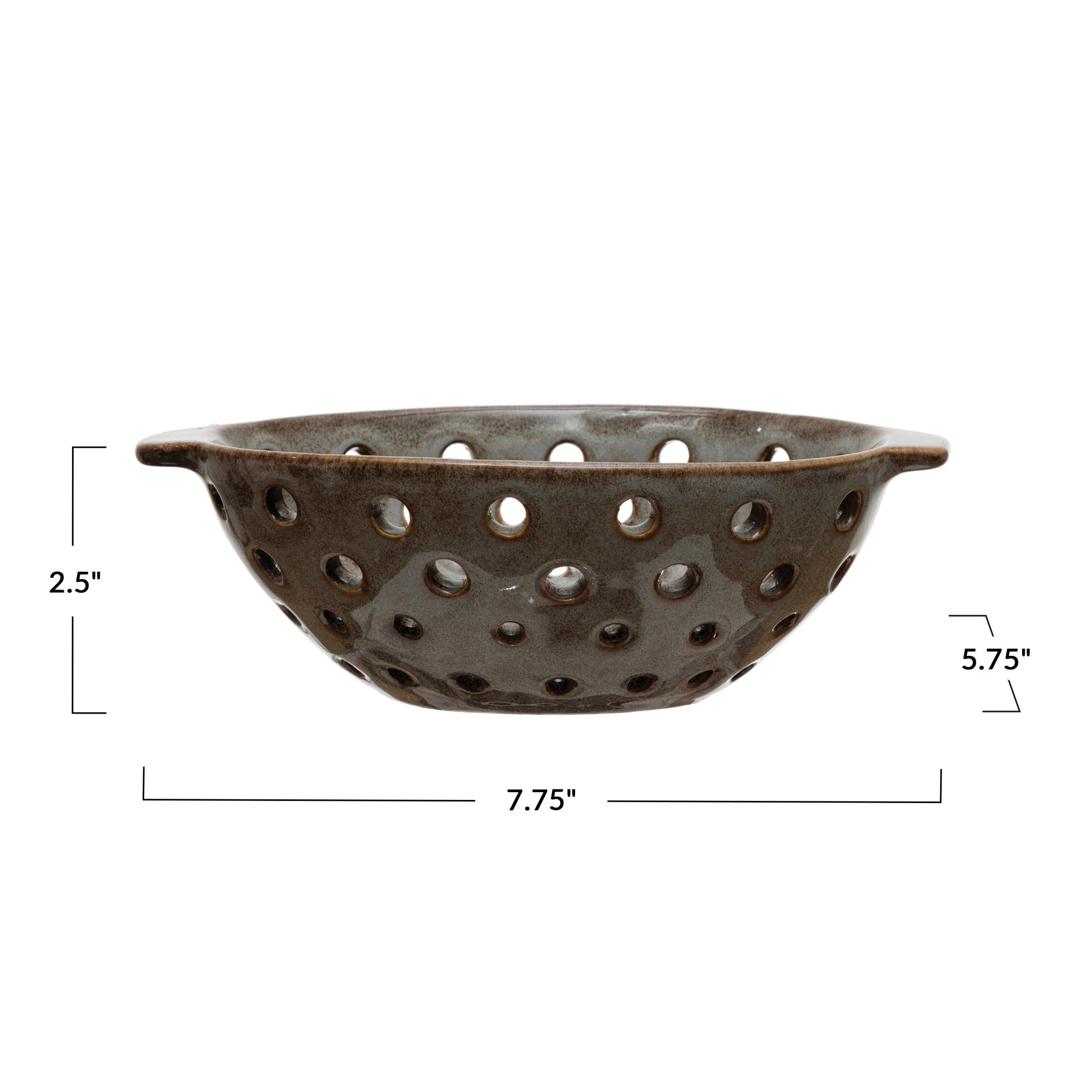 Brown Oval Stoneware Berry Bowl w/Reactive Glaze