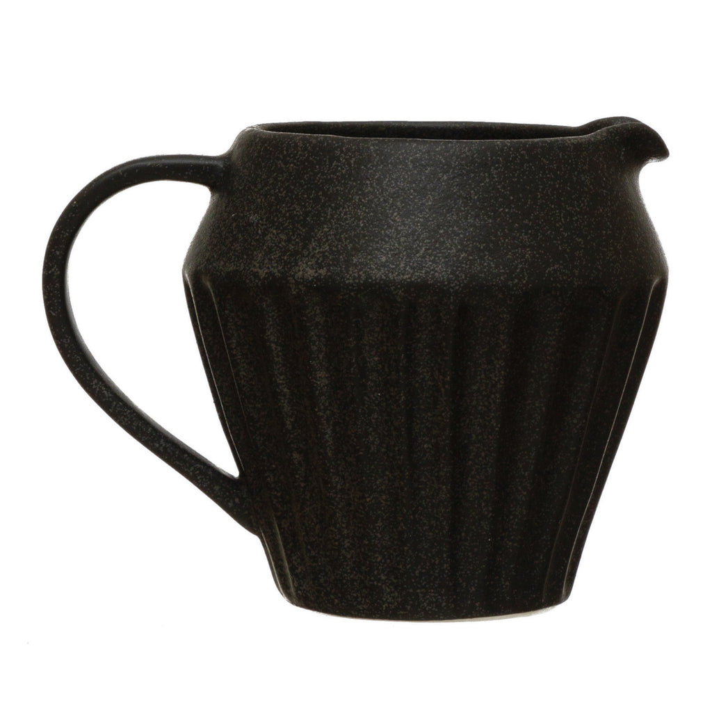 Matte Black Finish Stoneware Pitcher/Creamer w/Reactive Glaze