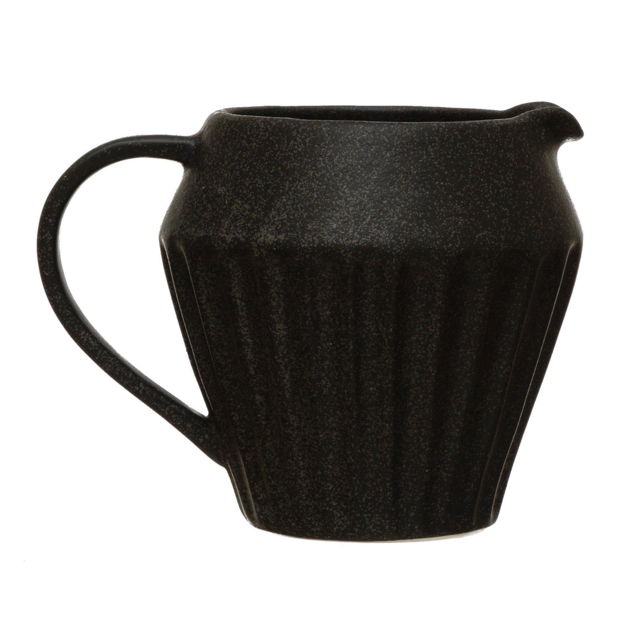 Matte Black Finish Stoneware Pitcher/Creamer w/Reactive Glaze