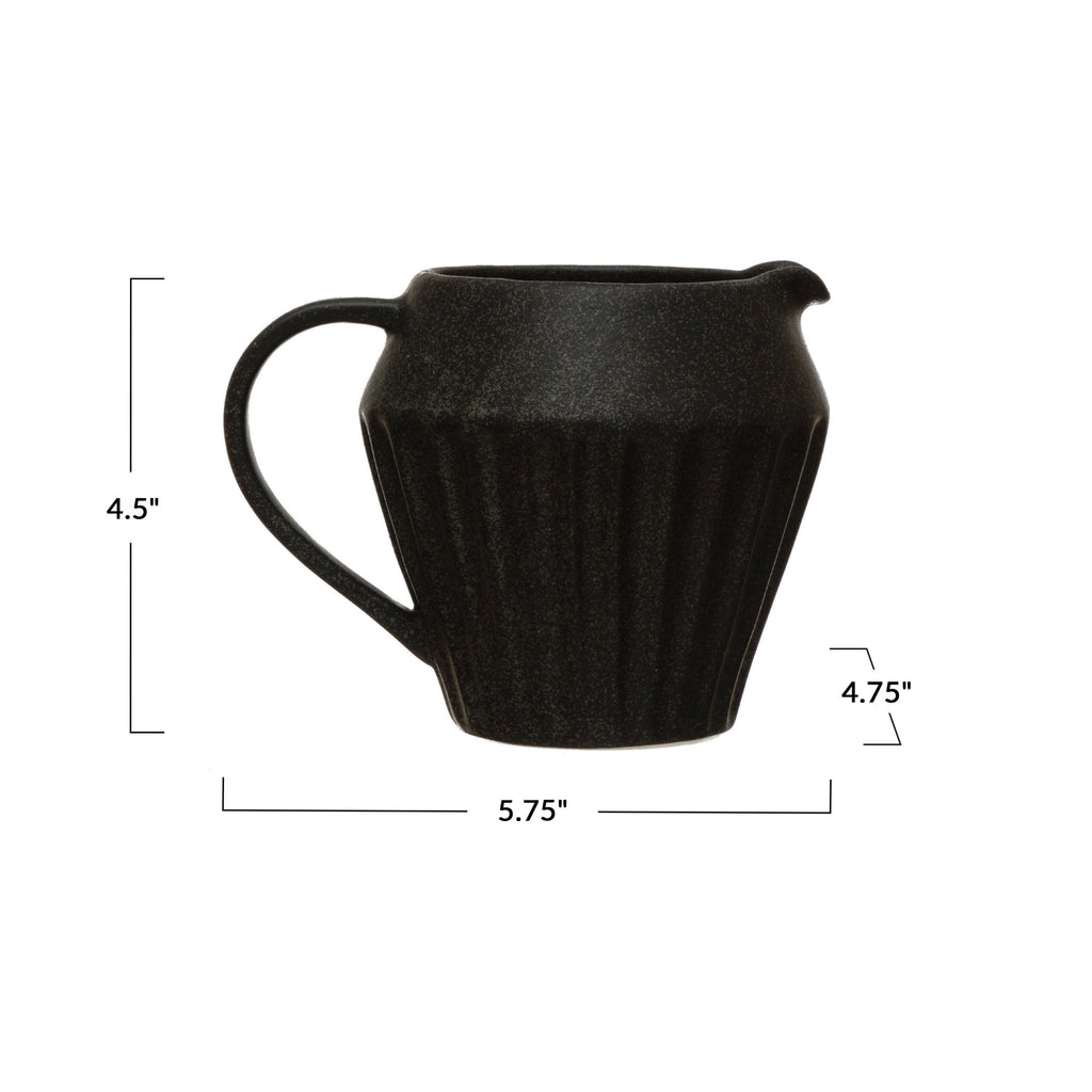 Matte Black Finish Stoneware Pitcher/Creamer w/Reactive Glaze